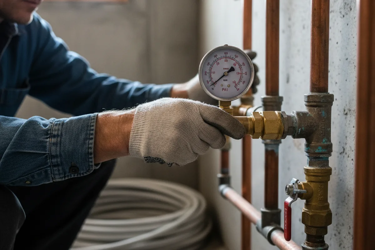 Pressure testing a repaired line during Water Line Repair in Joaquin