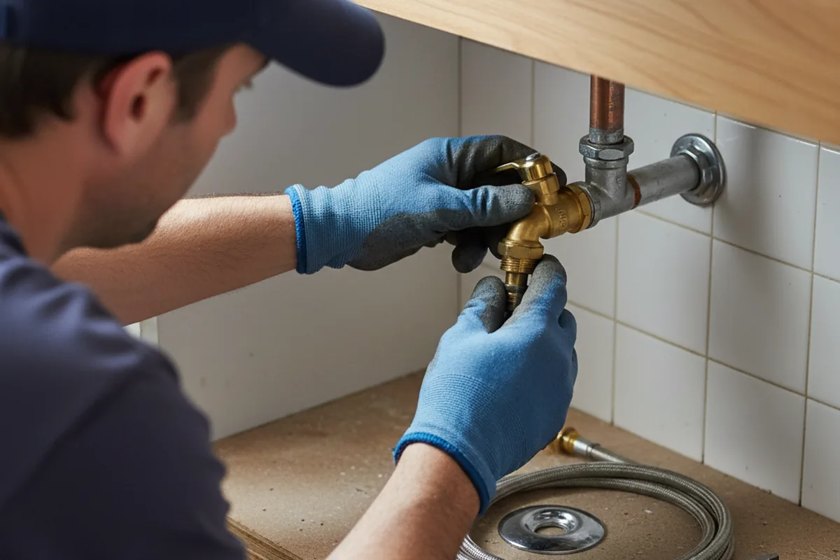 Shutoff valve and fitting work during Faucet and Fixture Repair in Joaquin
